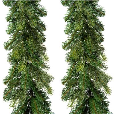 Set van 2x stuks kerst dennenslinger guirlandes groen 20 x 270 cm dennenguirlandes kerstversiering
