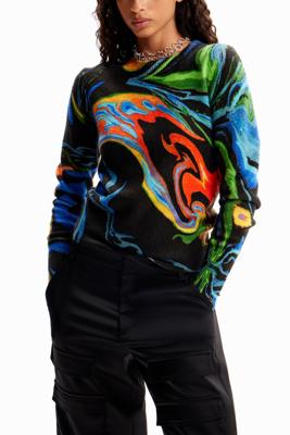 Gemarmerde trui - BLACK - S