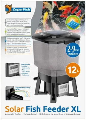 Superfish Solar Fish Feeder XL - Automatische Zonne-Energie Visvoerder, 12L, Tot 6x per Dag