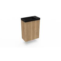 Fonteinkast Halifax Oak Arcqua Ridge 40x55x28 cm Incl. Fontein Mat Zwart Zonder Overloop Arcqua