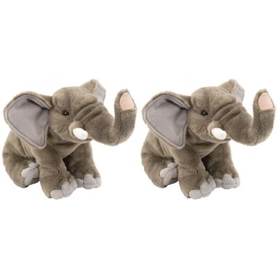 2x stuks pluche olifant knuffel 30 cm