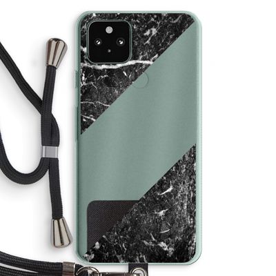 Zwart marmer: Pixel 5a 5G Transparant Hoesje met koord