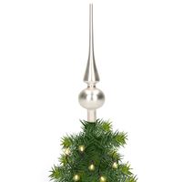 Glazen kerstboom piek/topper zilver mat 26 cm - thumbnail