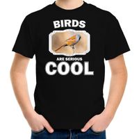 Dieren baardmannetje vogel t-shirt zwart kinderen - birds are cool shirt jongens en meisjes