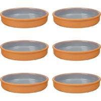 Tapas serveerschaal - 6x stuks - terracotta - grijs - D23 x H4 cm - hapjes serveren - ovenschaal - r