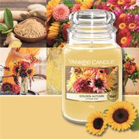 Yankee Candle Golden Autumn Large Jar (Gross/Grande) kaars Cylinder Citrus, Gember, Muskus, Patchoeli, Vetiver Goud 1 stuk(s) - thumbnail