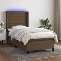 Boxspring met matras en LED stof donkerbruin 80x200 cm
