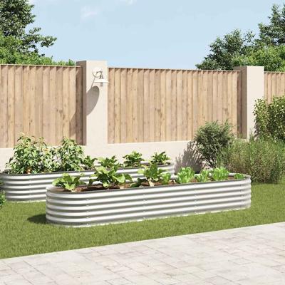 Plantenbak verhoogd 320x80x44 cm gegalvaniseerd staal zilver