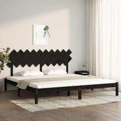 Bedframe massief hout zwart 200x200 cm