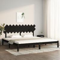 Bedframe massief hout zwart 200x200 cm