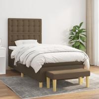 Boxspring met matras stof donkerbruin 90x200 cm