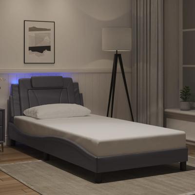 Bedframe met LED-verlichting kunstleer grijs 100x200 cm