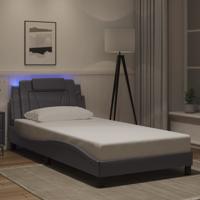 Bedframe met LED-verlichting kunstleer grijs 100x200 cm