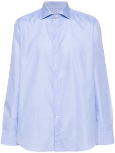 Canali chemise en coton à col biaisé - Bleu