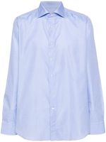 Canali chemise en coton à col biaisé - Bleu - thumbnail