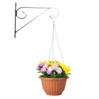 Hangpot + Muurhaak Cuneo - antraciet - D20 cm - kunststof - metaal - tuinaccessoires