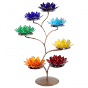 Chakra Lotus Display Metaal met 21 Lotus Sfeerlichten