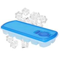 Plasticforte IJsblokjesvorm - met deksel - 12 ijsklontjes - kunststof - blauw