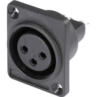 Hicon HI-X3DF-P XLR-connector Flensbus, contacten recht Aantal polen: 3 Zwart 1 stuk(s) - thumbnail