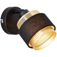 Brilliant Zwart met gouden wandlamp Grove 1-lichts 99300/86 - thumbnail