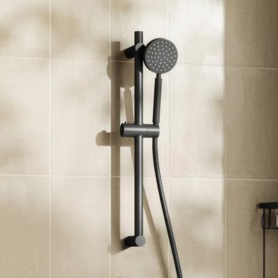 Glijstang set SaniClear Nero | 60 cm | Incl.Handdouche en Doucheslang | Mat zwart