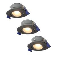 Set van 3 Lima LED inbouwspots - 4 Watt 345 Lumen - 4000K neutraal wit - GU10 - Dimbaar - Rond - Kantelbaar - IP65 Waterdicht - Zwart - Voor binnen, buiten en badkamer