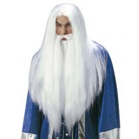 Luxe witte Gandalf pruik voor volwassenen - thumbnail