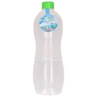 Plasticforte Drinkfles/waterfles/bidon - 1500 ml - transparant/groen - kunststof - Drinkflessen - thumbnail