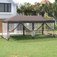 Partytent inklapbaar met zijwanden 3x6 m taupe - thumbnail