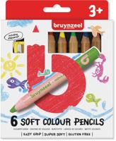 Bruynzeel Kids zachte kleurpotloden, set van 6 stuks in geassorteerde kleuren