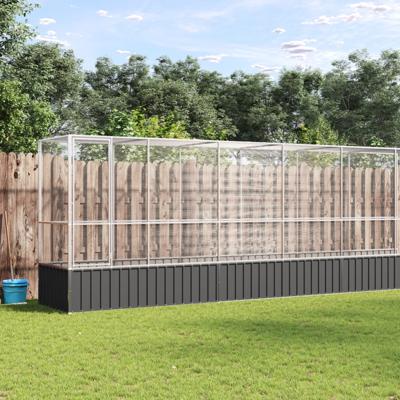 Volière met verlengstuk 1042,5x107x212 m staal zilverkleurig