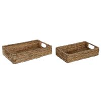 Set van trays Home ESPRIT Natuurlijk Tropisch 40 x 26 x 9 cm (2 Stuks)