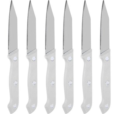 6x Keukenmesjes/schilmesjes RVS met wit kunststof handvat