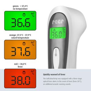 reer R98050 digitale lichaams thermometer Contactthermometer Grijs, Wit Knoppen