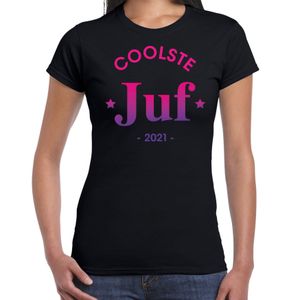 Coolste juf 2021 cadeau t-shirt zwart dames