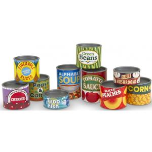 Speelgoed boodschappen blikken voedsel set - 10x stuks - winkeltje spelen