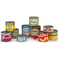 Speelgoed boodschappen blikken voedsel set - 10x stuks - winkeltje spelen