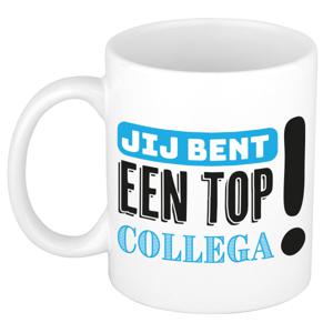 Cadeau koffie/thee mok voor collega - blauw - keramiek - 300 ml - top collega