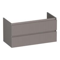 Brauer Joy Wavy - Onderkast - 100 cm - met 2 Softclose Lades Greeploos en 1 Sifon Uitsparing - Mat Taupe