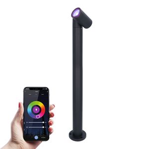 HOFTRONIC™ Amy smart sokkellamp - RGBWW - WiFi & Bluetooth - GU10 lichtbron - 60 cm - Padverlichting - Tuinspot - Voor buiten - Dimbaar via app - Kantelbaar - Google Assistant & Amazon Alexa - Zwart