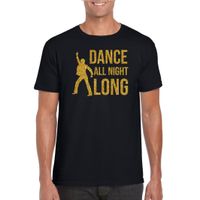 Gouden muziek t-shirt / shirt Dance all night long zwart heren - thumbnail