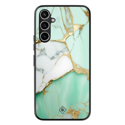 Samsung Galaxy A54 hoesje - Marmer mint goud