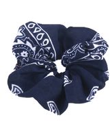 Donkerblauwe boerenzakdoek scrunchie - thumbnail