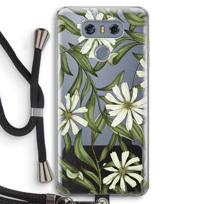 Wit bloemenpatroon: LG G6 Transparant Hoesje met koord