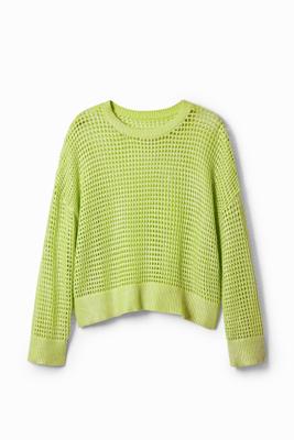 Gebreide textuurtrui - GREEN - S