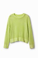 Gebreide textuurtrui - GREEN - S