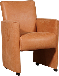 Oranje leren moderne eetkamerfauteuil Elegant - Kenia Leer Rost (oranje leer)