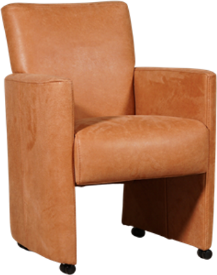 Oranje leren moderne eetkamerfauteuil Elegant - Kenia Leer Rost (oranje leer)