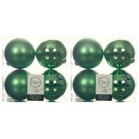 12x stuks kunststof kerstballen groen 10 cm glans/mat