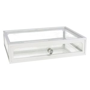 Sieradenkist/juwelenkist transparant van glas 26 x 19 x 6 cm   -